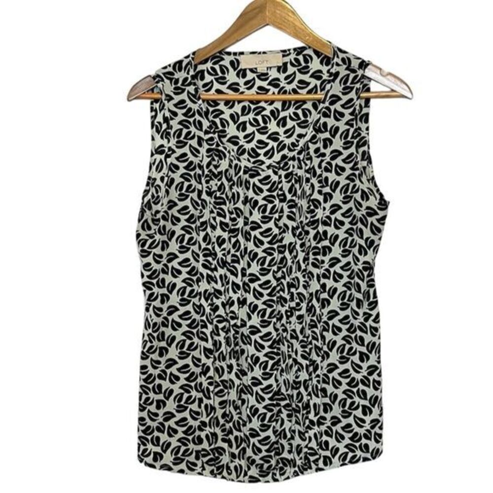 Ann Taylor LOFT S Blouse Sleeveless Floral Print Pleated Women's Top Multicolor